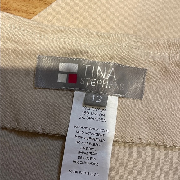 Tina Stephens 12 large pants Leggings Beige khaki pull on business casual ankle - Picture 4 of 5